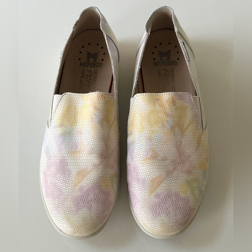 MEPHISTO Korie Air Jet Multicolored Leather Pastel Floral Print Slip-on Shoes